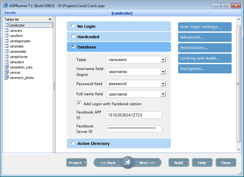 Security settings
