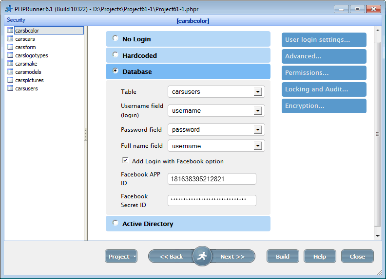 Security settings