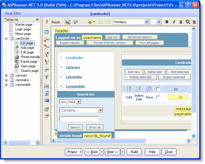 Select output directory