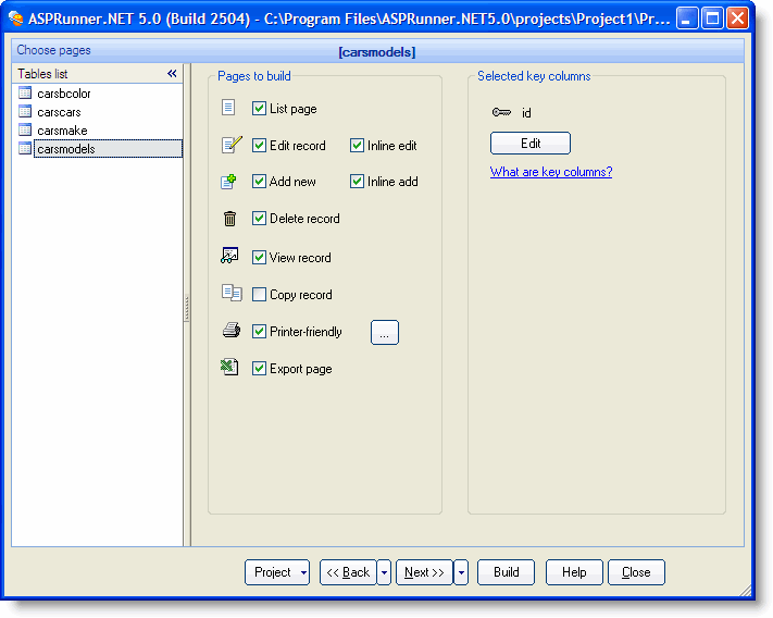 Select output directory