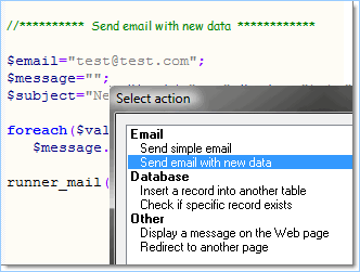 Add your own ASP code