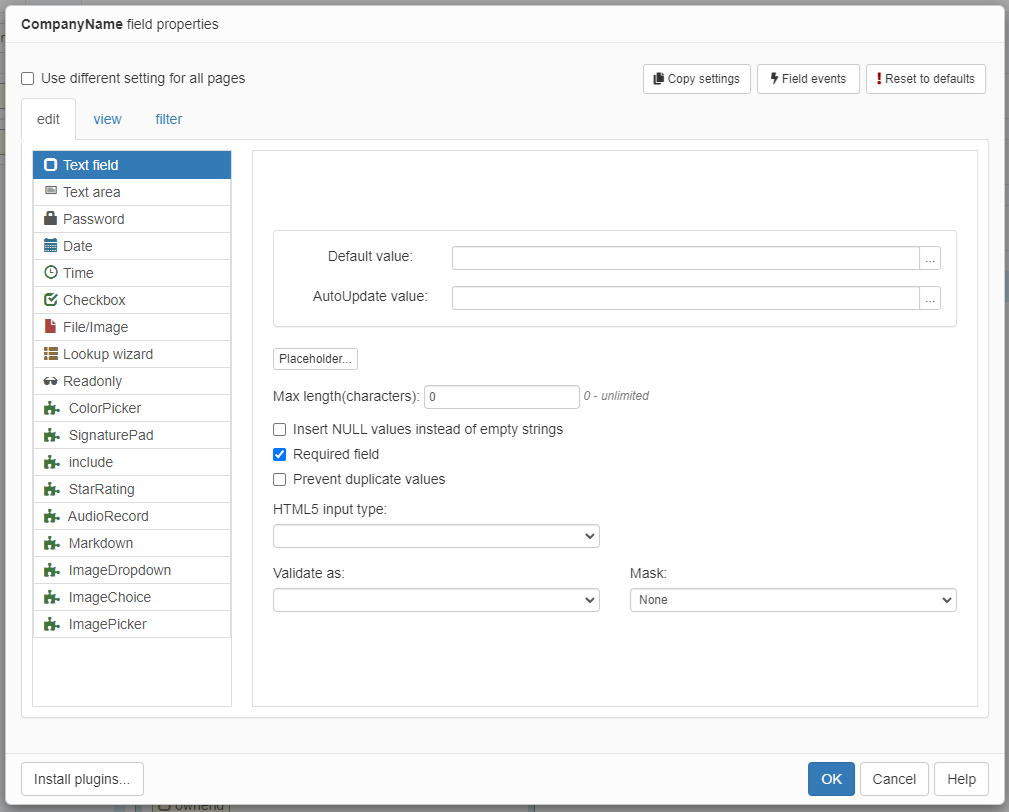 Set a field as required in PHPRunner and ASPRunner.NET