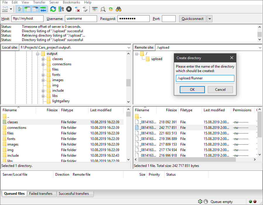 filezilla sync folder to ftp