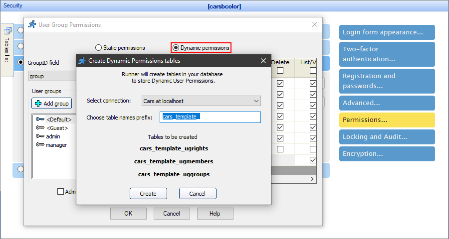 User Group Permissions